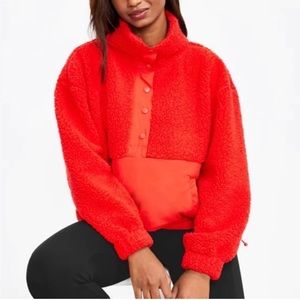 NWT Lou & Grey Tomato Red Teddy Sherpa Pullover size XL
